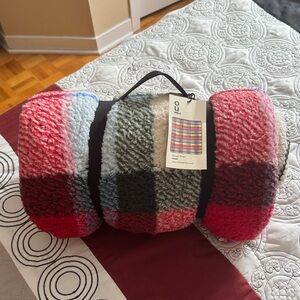 Colorful Plaid Sherpa Throw